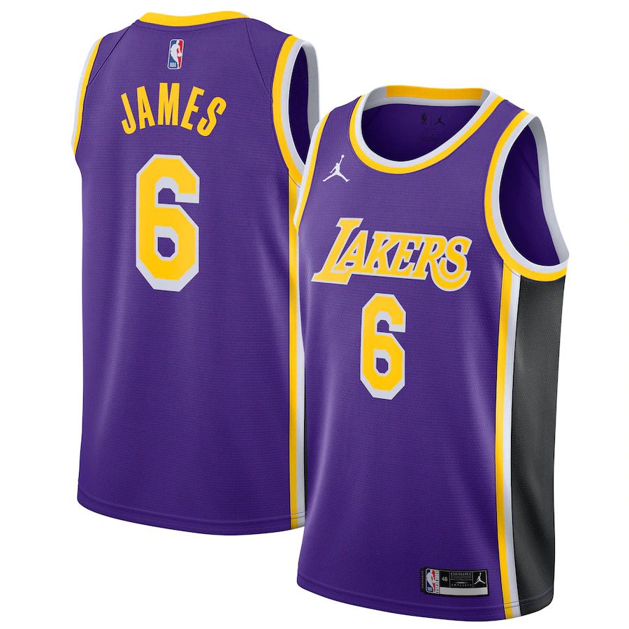 Men Los Angeles Lakers #6 LeBron James Jordan Brand Purple Swingman Player NBA Jersey